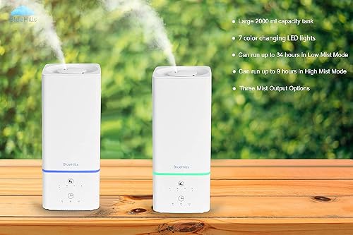 Miniatura 7 de BlueHills Juego de dos grandes difusores de aceite esencial XL de 67.6 fl oz para habitación grande y hogar con luces LED decorativas, gran regalo,
