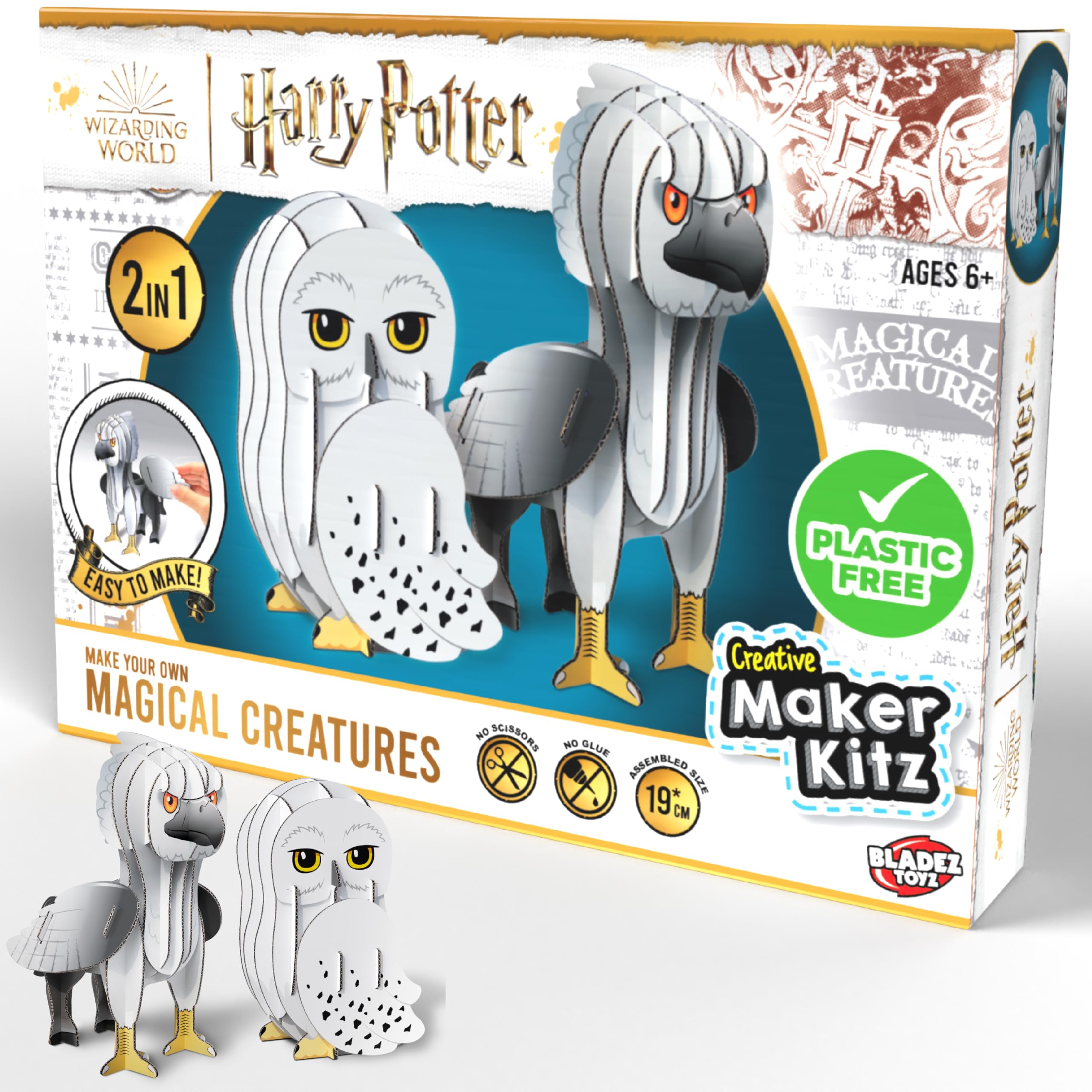 BLADEZ Harry Potter Toyz Make Your Own Magical Creatures Kit - Fun & Easy Harry Potter Gifts with Hedwig & Buckbeak - Sustainable Art Set for Kids 6-12 & Eco-Friendly Materials