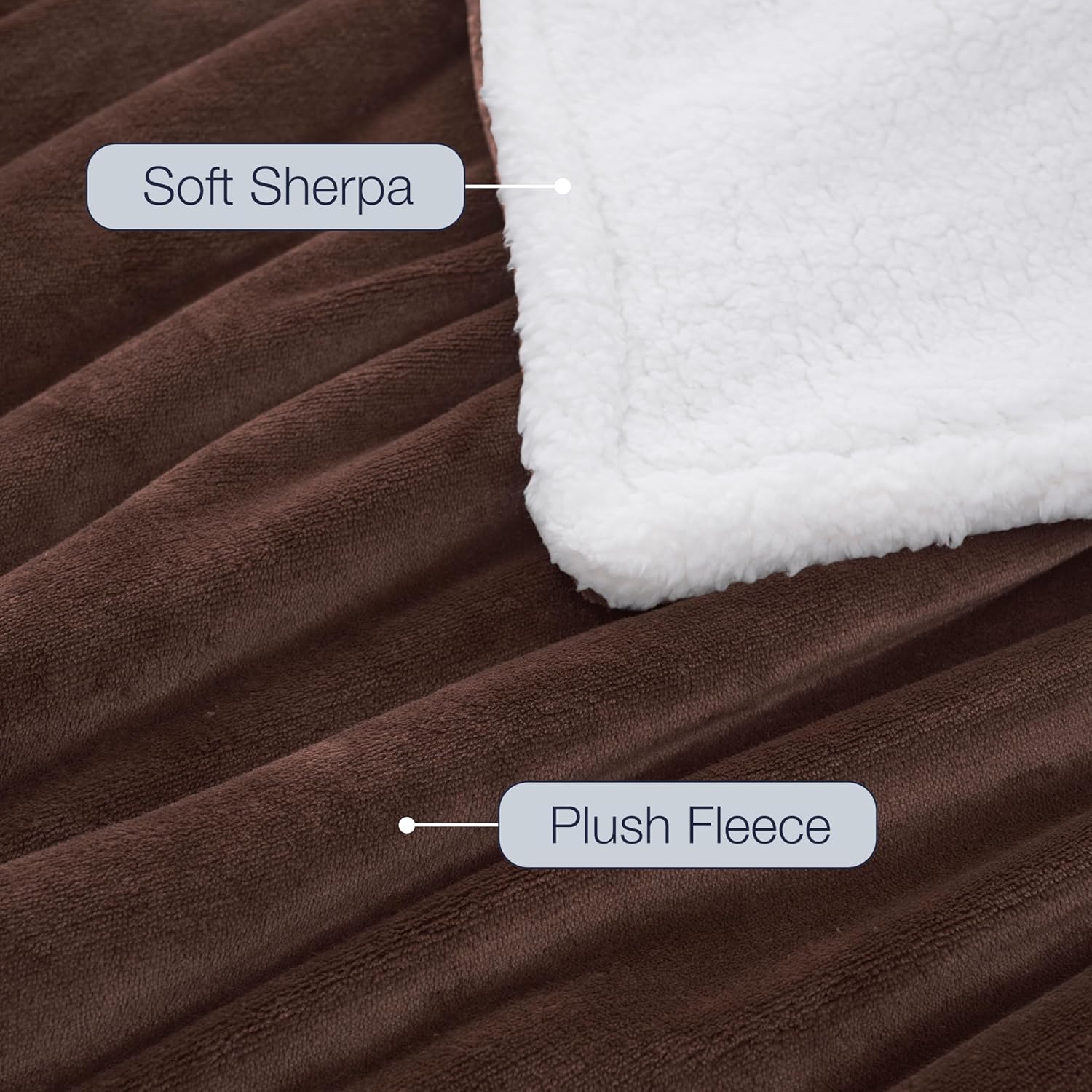 Casual Living Sherpa Twin/Twin XL Blanket Plush Fuzzy Cozy Fleece Bed Blanket for Bedroom Oversized Throw for Couch or Sofa Home Decor Washable Reversible Premium Warm Soft, 60-inch x 80-inch, Brown