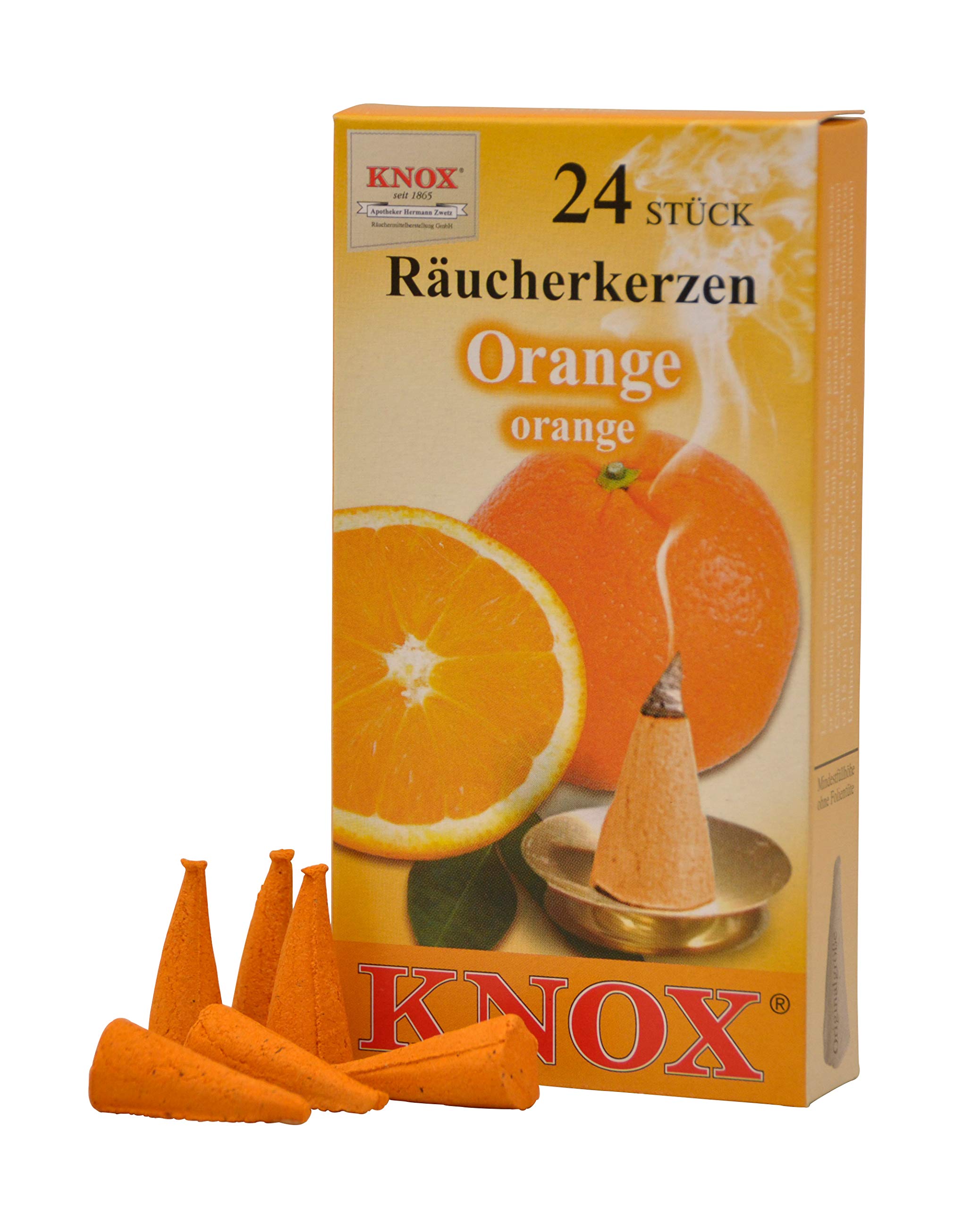 Knox Orange Scented Incense Cones, Pack of 24, Made in Germany