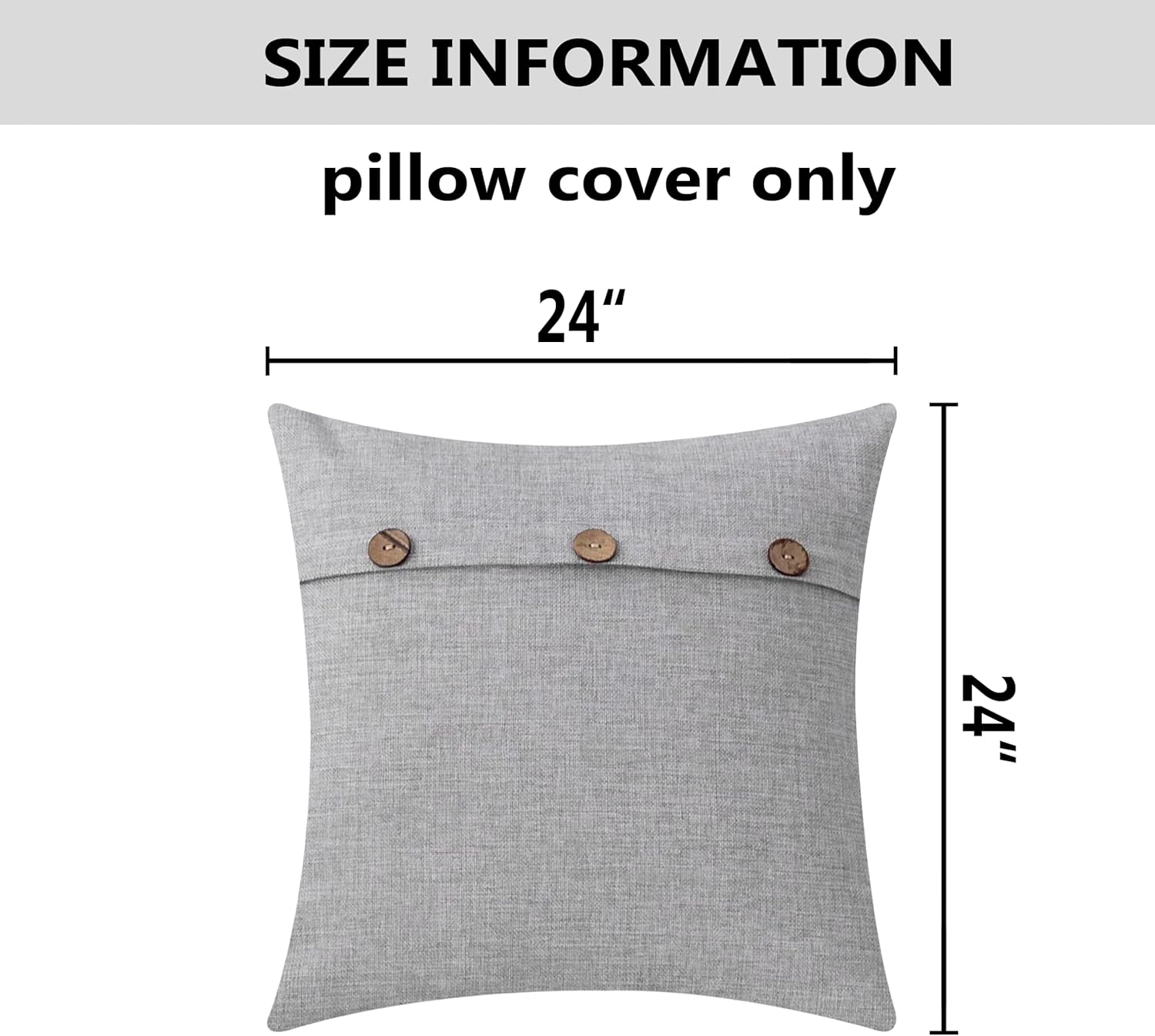 Home Brilliant Grey Euro Shams 24x24 Throw Pillow Covers 24 x 24 Large Euro Pillows Cover for Patio Living Room Couch, Set of 2, Gray