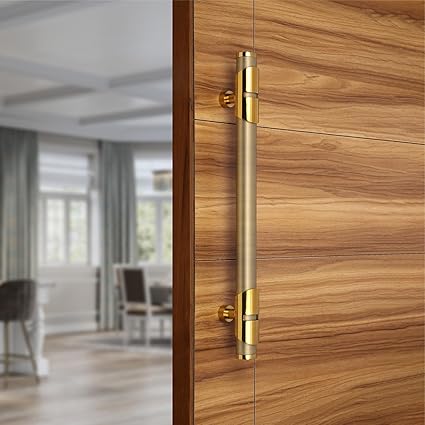 LAPO Door Handle for Main Door 18 inch, Wooden & Glass Door Handle, Door Pull Push Handle,Stainless Steel Pipe and Brass Base (Antique Gold Finish) Pack of 1