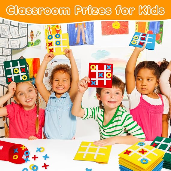 AugToy 24PCS Tic Tac Toe Strategic Board Game for Kids Birthday Party Favors Bulk for Kids 4-8 8-12 Goodie Treat Bag Stuffers Classroom Treasure Chest Box Toys Carnival Prizes Travel Games