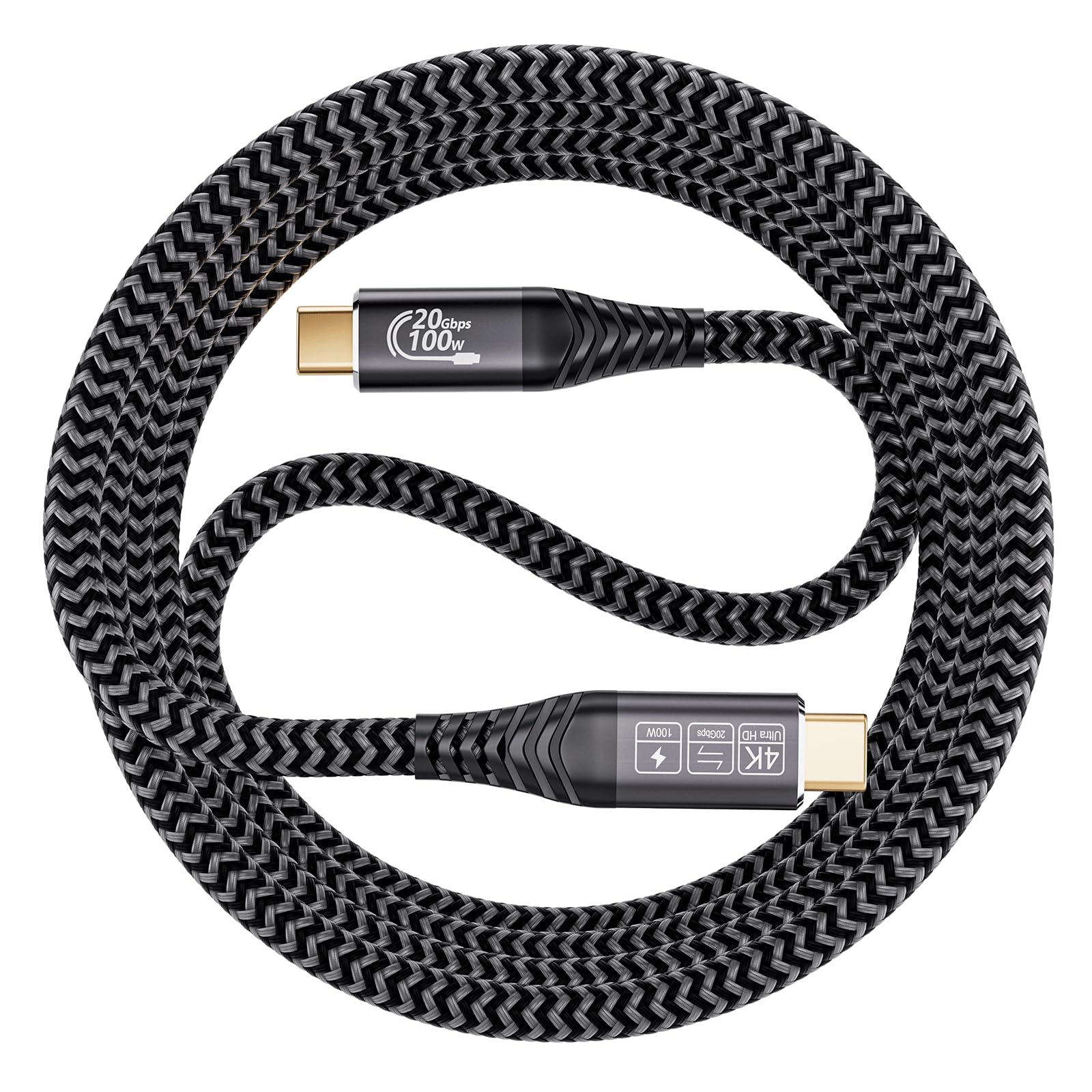 EUDOBEL Cavo USB Type C Video 4K@60Hz,Cavo USB C 3.2 Gen 2×2 20Gbps,Cable USB C Ricarica Rapida 100W Per Thunderbolt 4/3,iPhone15/Plus/Pro/Pro Max,Smartphone,Monitor,MacBook PRO Air,Switch,VR,SSD(4m)