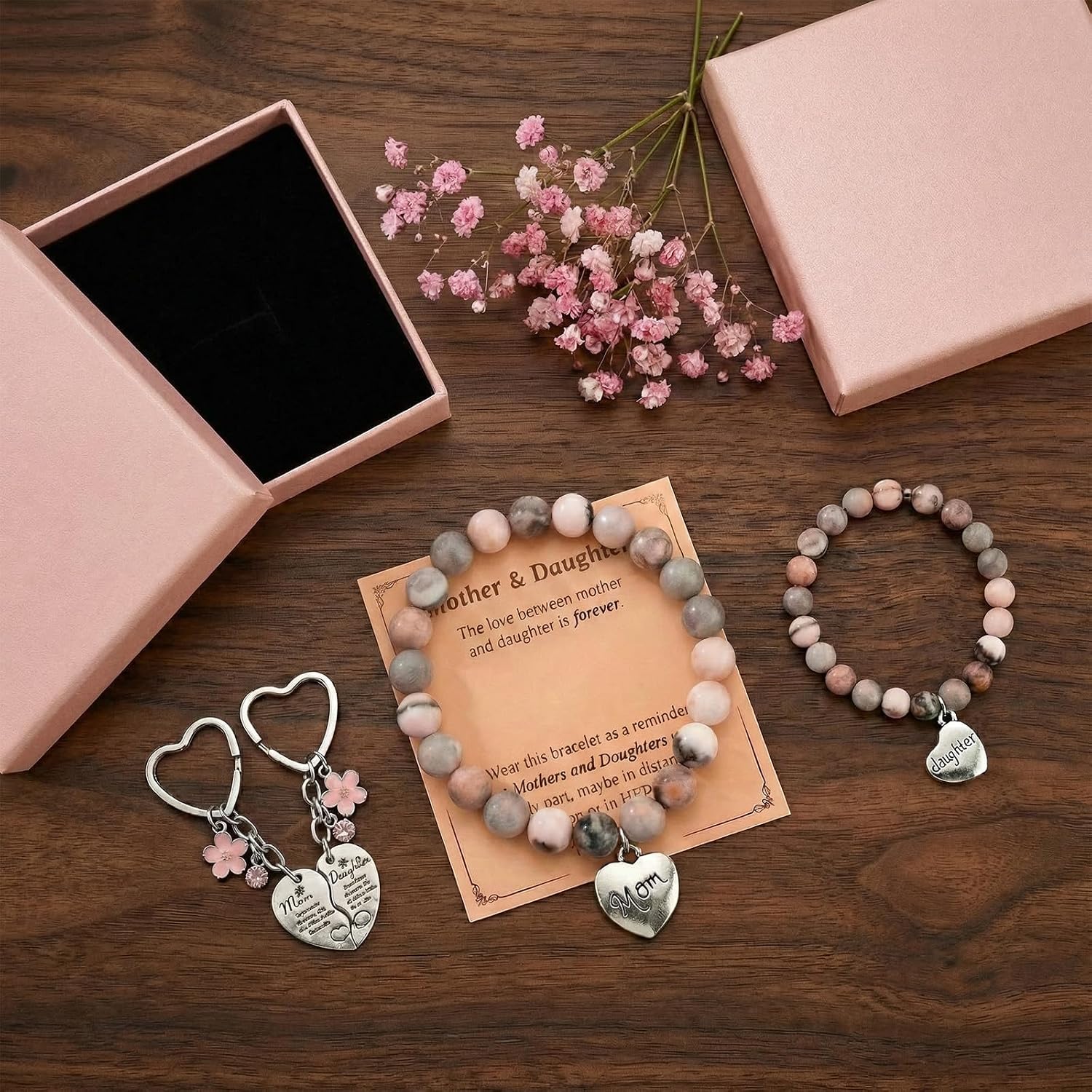 Mother Daughter Bracelet,Handmade Jewelry Gift for Dad Mom & Me