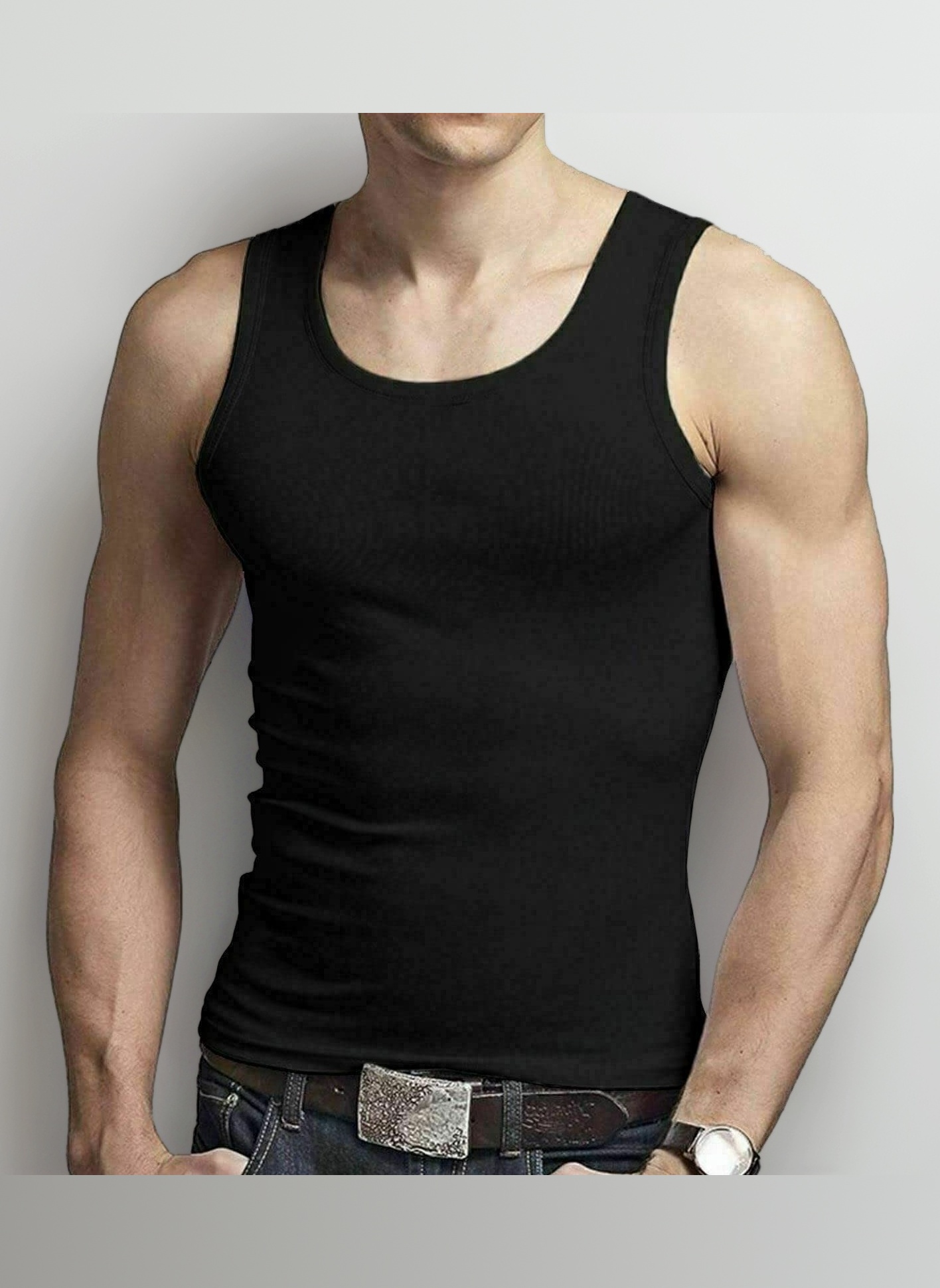 Men's Cotton Vests Tank Tops Sleeveless Plain Breathable Slim Fit Summer Top Vest Everyday Athletic wear, Easy Fit Men Workout Shirts
