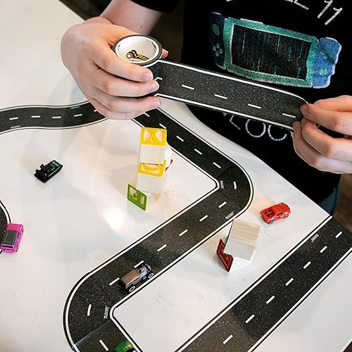 Miniatura 8 de Cinta negra de 30 x 4 pulgadas cinta negra de auto ideal para niños rollo de pegatinas para sets de carros y trenes se pega al piso y las paredes se