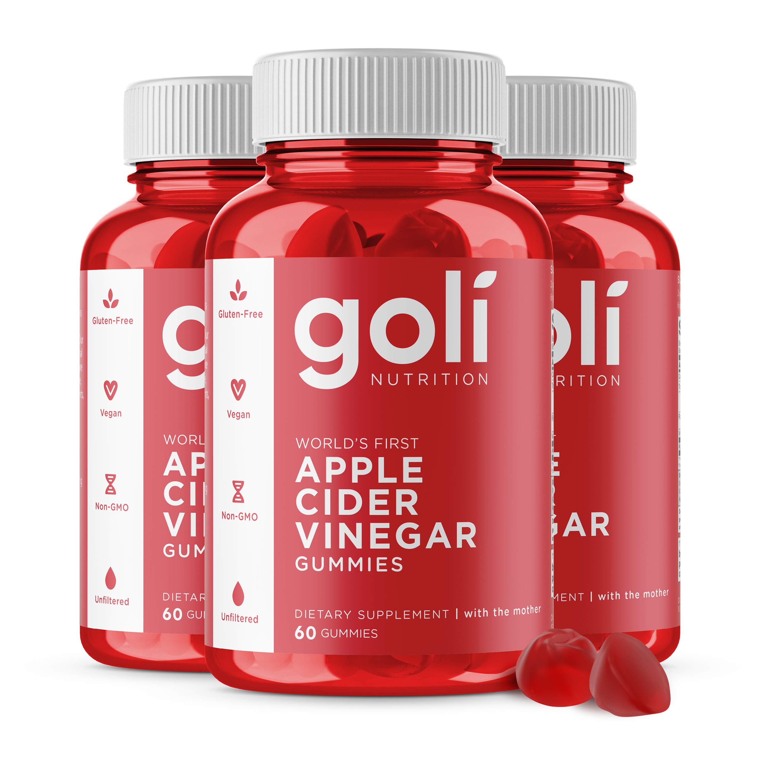 Goli® Apple Cider Vinegar Gummy Vitamins (3 Pack, 180 Count, Gelatin