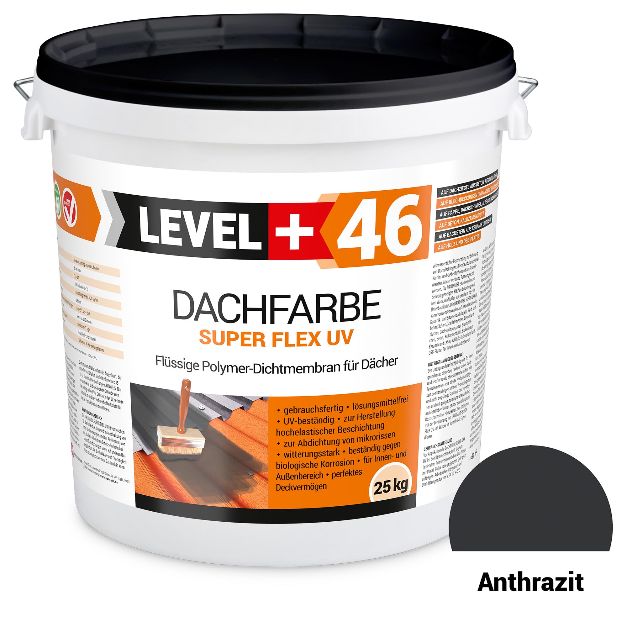 Dachfarbe 25kg Anthrazit, Sockelfarbe, Dachlack, Dachsanierung