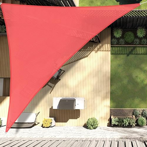 Miniatura 7 de Coarbor Toldo parasol triangular de 10 x 10 x 14 pies, para exteriores, patio, terraza, jardín (rojo)