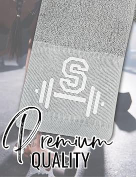 Gym Towel, Personalized Workout Gifts for Men, Women, Sports Lover, Exercise Fitness Gift for Gym Enthusiast on Birthday, Christmas, Soft and Absorbent Towel, Gray, Initial B