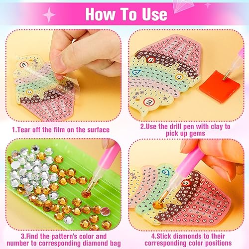 Miniatura 11 de MTLEE 10 juegos de artes y manualidades para niños de 8 a 12 años, kits de llavero de pintura de diamantes 5D, kits de arte de gemas para niñas