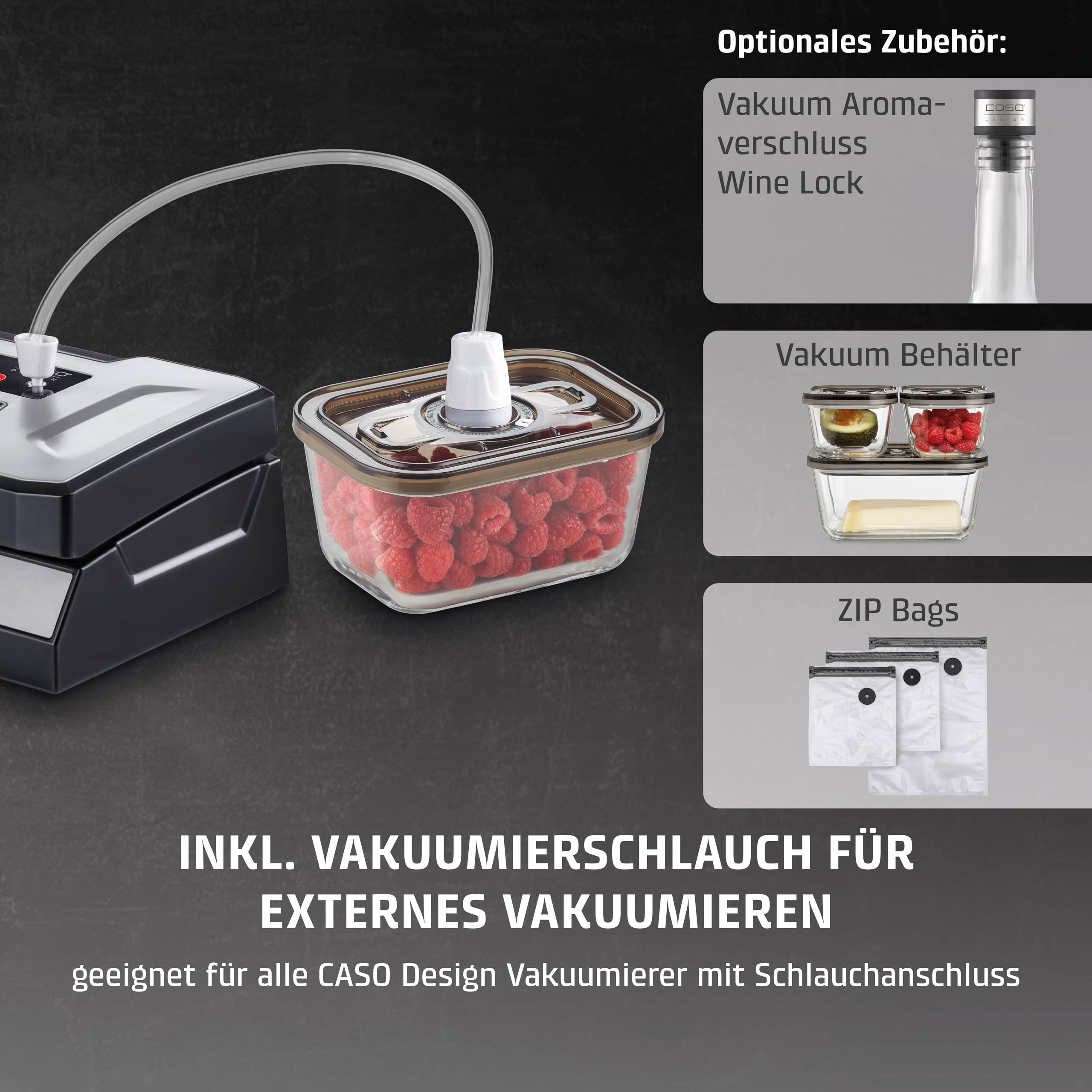 CASO VRH 690 Vakuumierer, Vakuumiergerät für Lebensmittel, 150 Vakuumiervorgänge, doppelte Schweißnaht, 20 L/min, Cutter, inkl. 2 Folienrollen