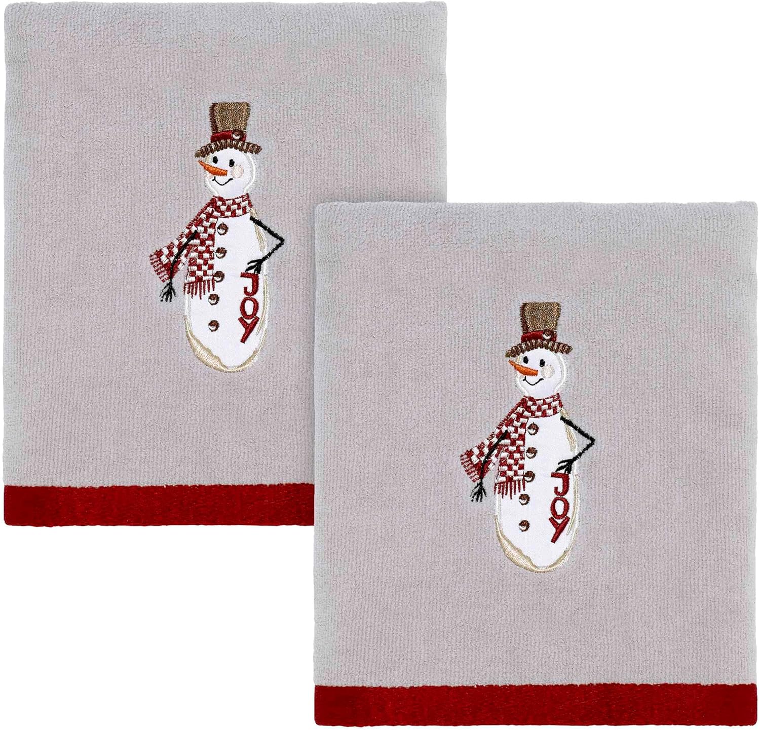 Avanti Linens - Hand Towels, Soft & Absorbent Cotton Velour, Embroidered, Festive Home Decor, Set of 2 (Country Friends Collection, Grey)