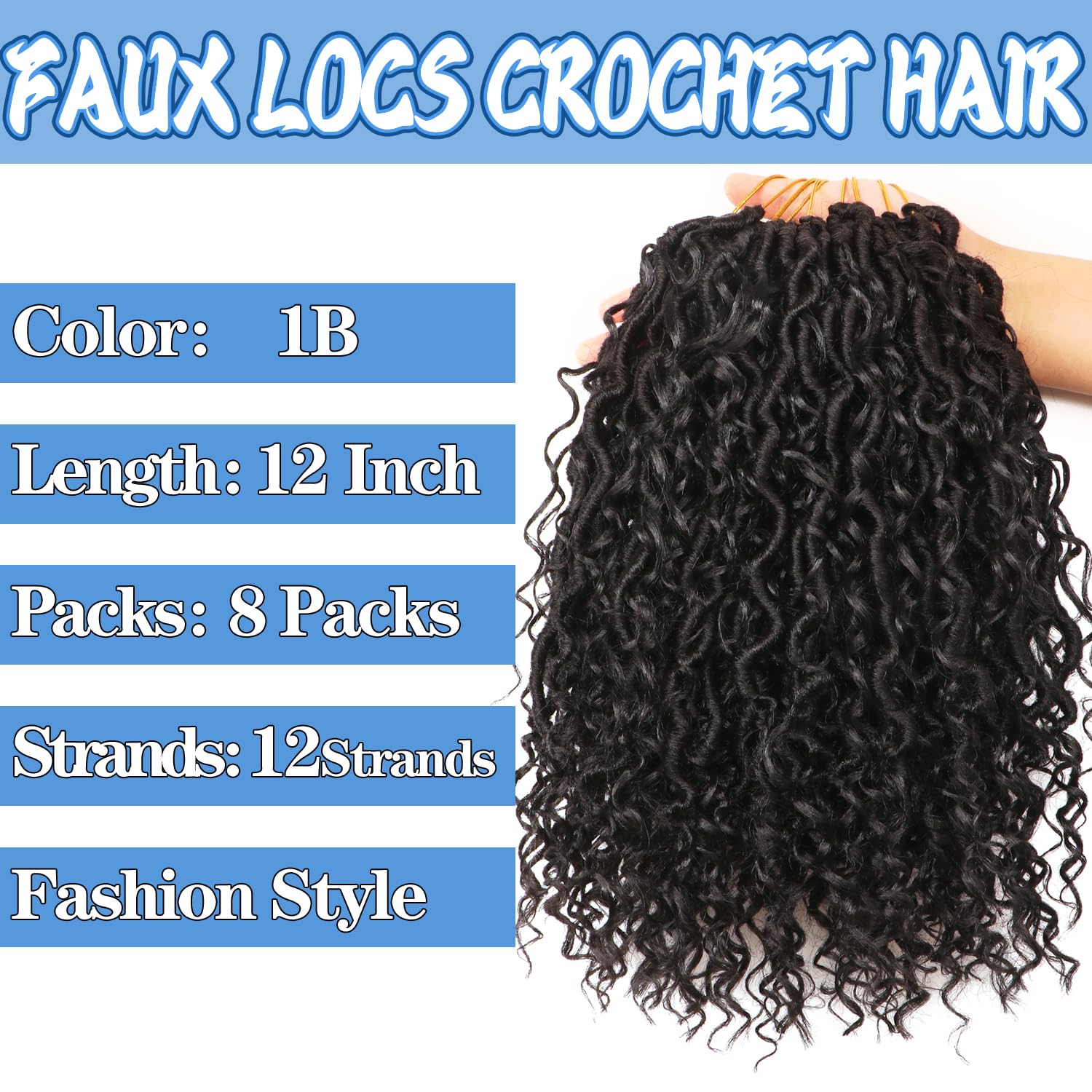 Faux Locs Crochet Hair Extensions Soft Locs Crochet Braids Hair Extensions for Braiding Hair Goddess Braids Extensions Hair Butterfly Locs (#1B - Image 2