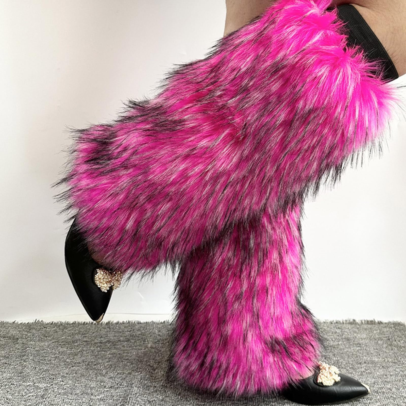 Calentadores de piernas de piel sintética para mujer, para invierno, cálidos, para botas, acogedores, Navidad, Halloween, fiesta, disfraz de cosplay