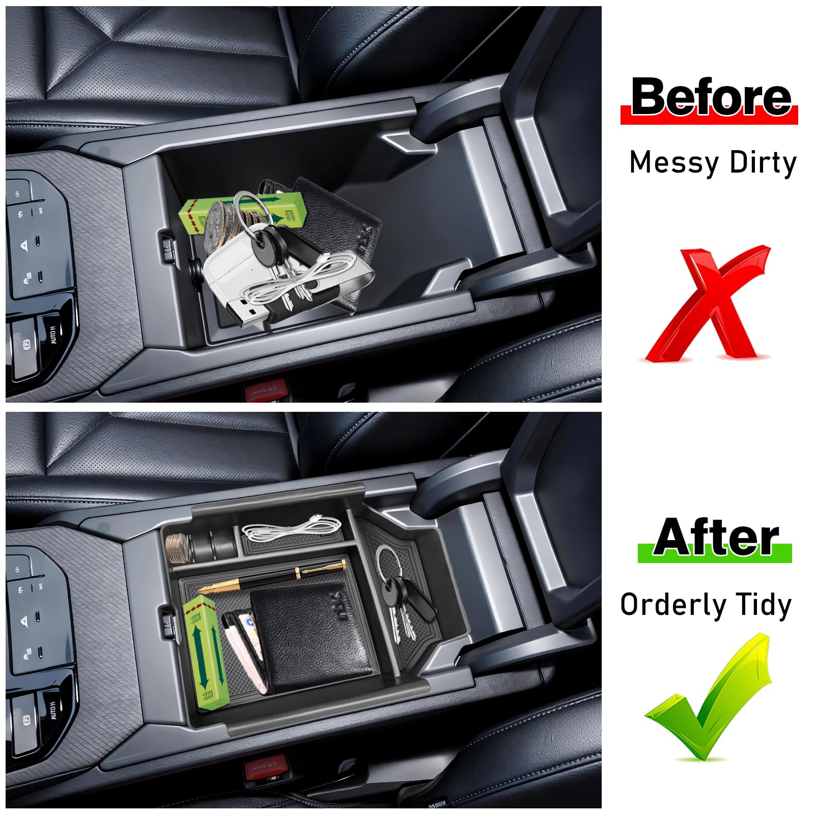 TTCR-II Compatible con Caja de Almacenamiento de Consola Central BMW X3 G45 2025 2026, G45 Consola Central Organizador, X3 Plug-In Hybrid xDrive Central Organizador Bandeja Accesorios Interiores BMW