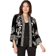 Johnny Was Womens Valentina Velvet Cropped Kimono