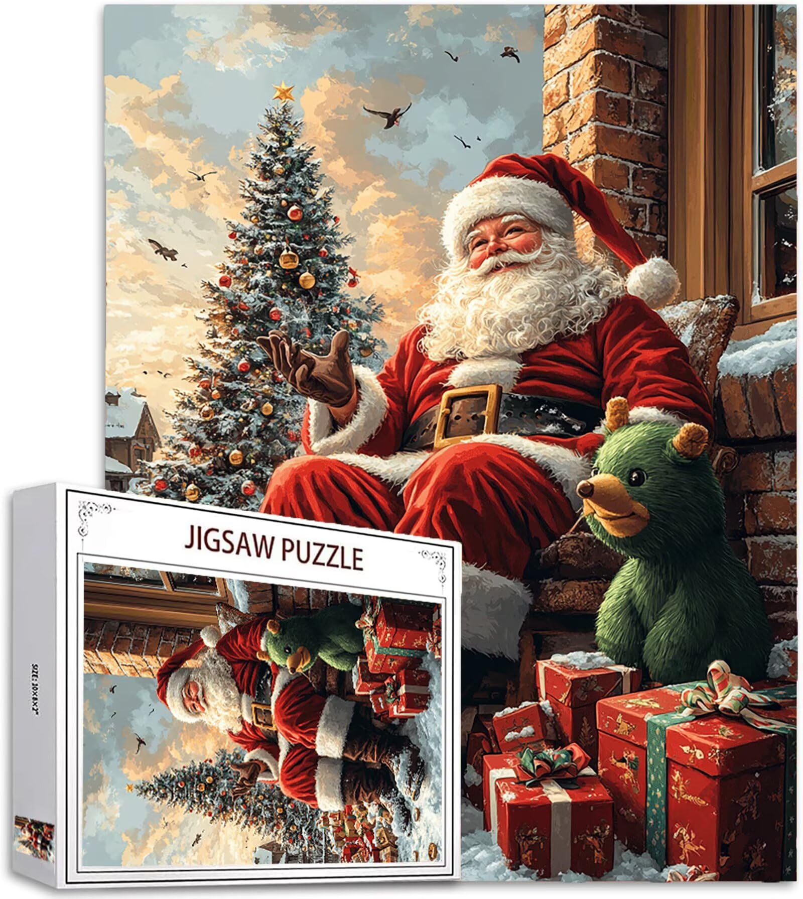 Puzzle 2000 Teile Erwachsene, Weihnachten Puzzle Ältere Muster Design, Groß Holzpuzzle Erwachsene 100x70cm Geschicklichkeitsspiel Teile Geschenkboxverpackung for Wanddeko Wohnzimmer Geschenke,Model802