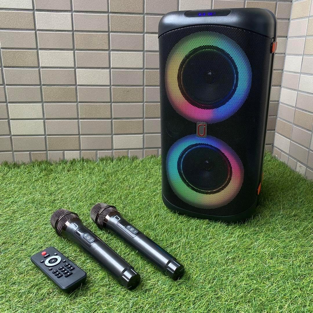 JYX T27-Tポータブルカラオケスピーカーセット（マイク2本付き