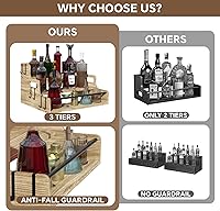 Vista 6 de 3-Tier Liquor Bottle Display Shelf, Bar Stand for Whiskey, Spirits, Coffee Syrup Rack Organizer, Countertop Wine Rack for Home, Mini Coffee Bar