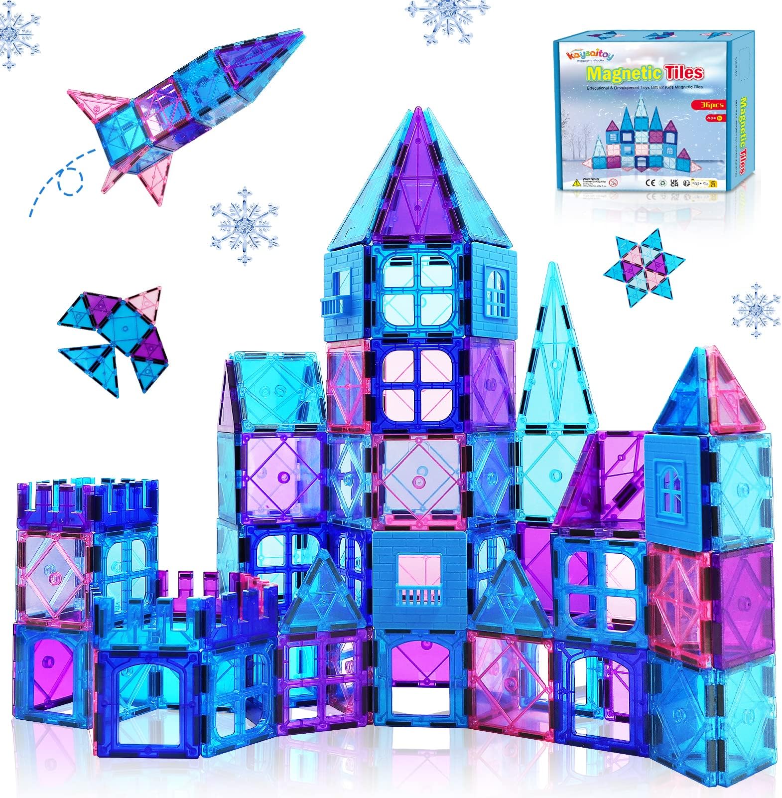 Magnetic Building Blocks Kids Boy Girl Toys Age 3-4 Stronger Magnetic Tiles 3D Princess Castle Toy for Kid Age 4 5 6 7 8 Learning Educational Construction Gifts for 3+ Year Old Christmas Birthday Gift