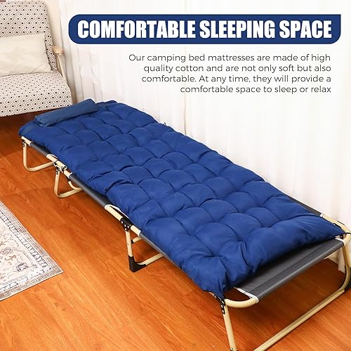 Miniatura 7 de DoubleFill Juego de 2 almohadillas de camping de 75 x 27.6 pulgadas con almohadas de espuma, almohadas plegables para el cuello, colchón de catre de