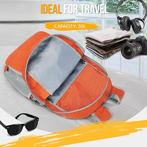Miniatura 3 de ZOMAKE Mochila Empacable Ligera de 35L, Mochilas Plegables Ligeras Resistentes al Agua Bolsa de Senderismo Plegable, Paquete de Día Plegable