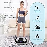Vista 7 de AXV Máquina de ejercicios con placa de vibración, entrenamiento de cuerpo entero, plataforma de fitness, máquina de drenaje linfático para pérdida