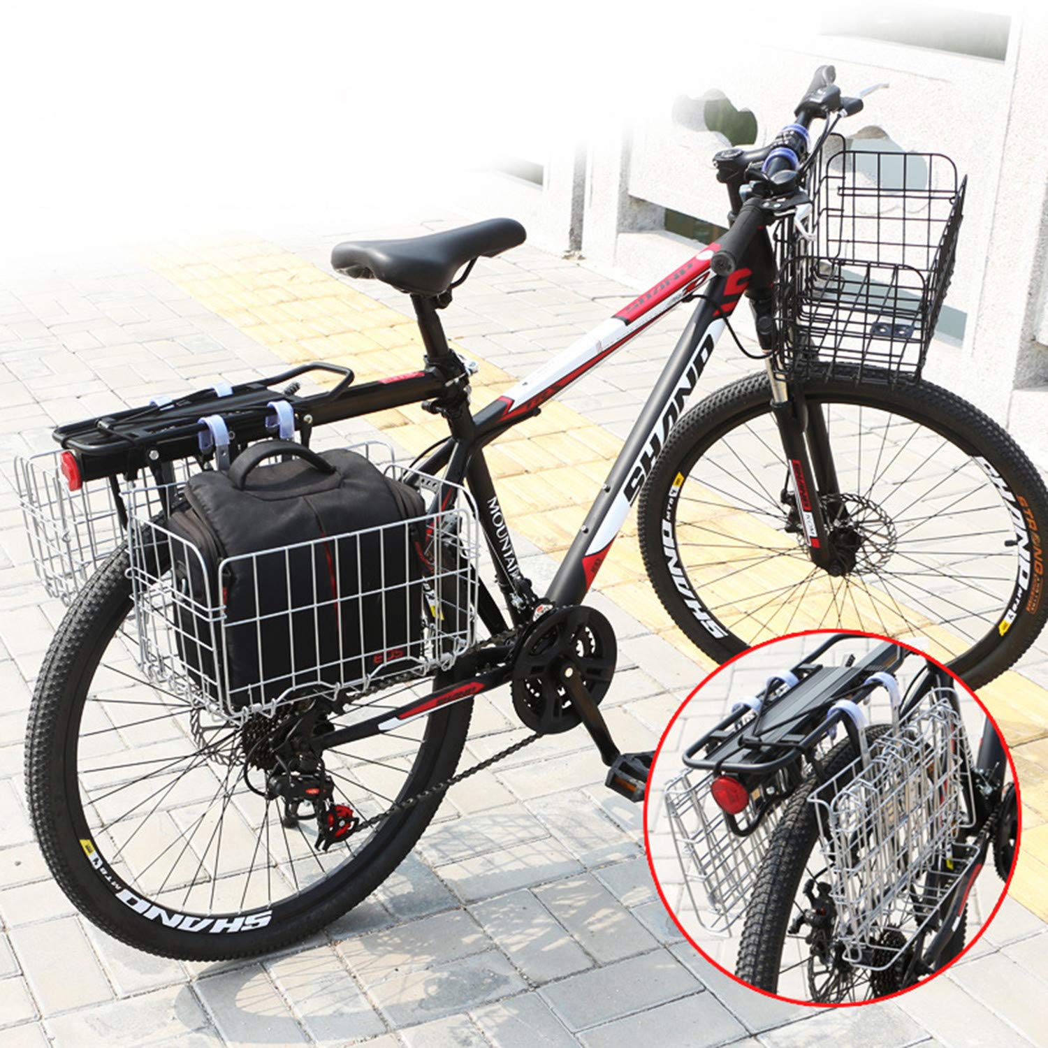 Iron Bike Basket - Detachable Foldable Front/Rear Cargo Basket For Mountain & Commuter Bikes