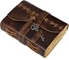 Cuero Leather Journal, 200 Pages of Antique Deckle Edges Handmade Paper Vintage Leather Journals for Men & Women, Journaling Notebooks, Leather Bound Journal for Writing, Travel Diary, Sketchbook Deckled Edge Paper – Vintage Key Closure - Book of Shadows - Cappuccuno Brown - 7 X 5 inches