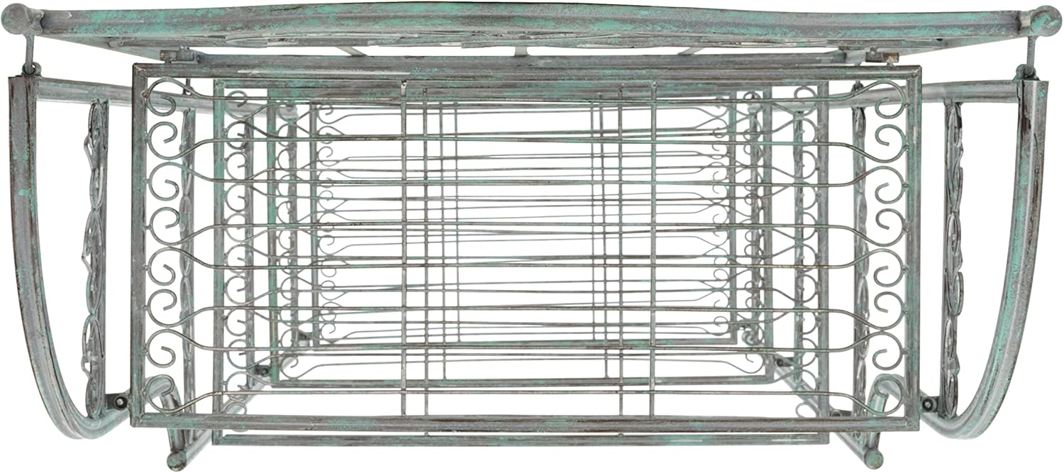 SAFAVIEH Outdoor Collection Amaris Victorian Antique Dark Green Wrought Iron 4-Tier Baker's Rack