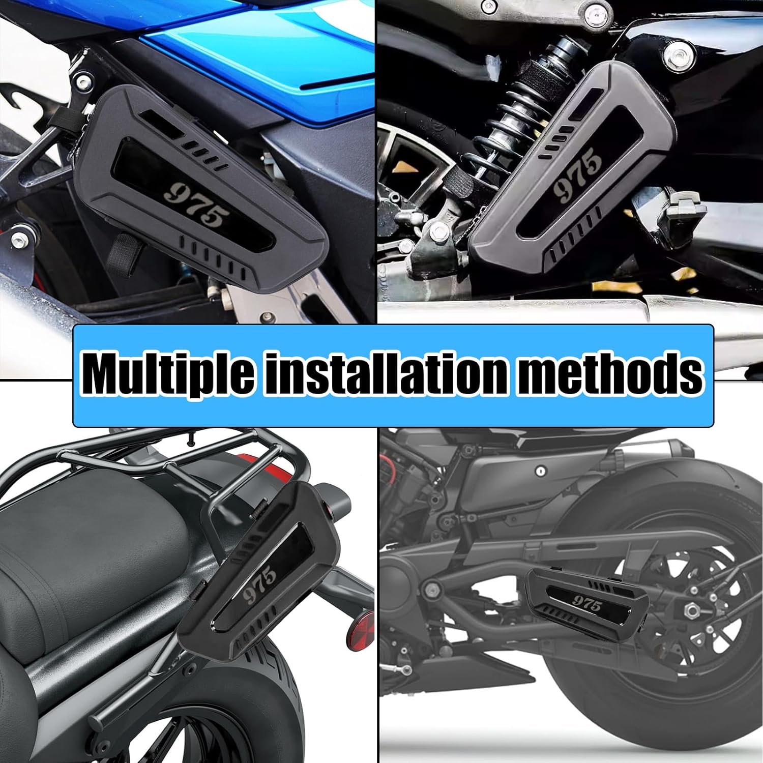 For Nightster 975 RH975 Special RH975S Motorcycle waterproof triangle hard shell side bag left and right set 2L large capacity storage bag (975 (with logo))