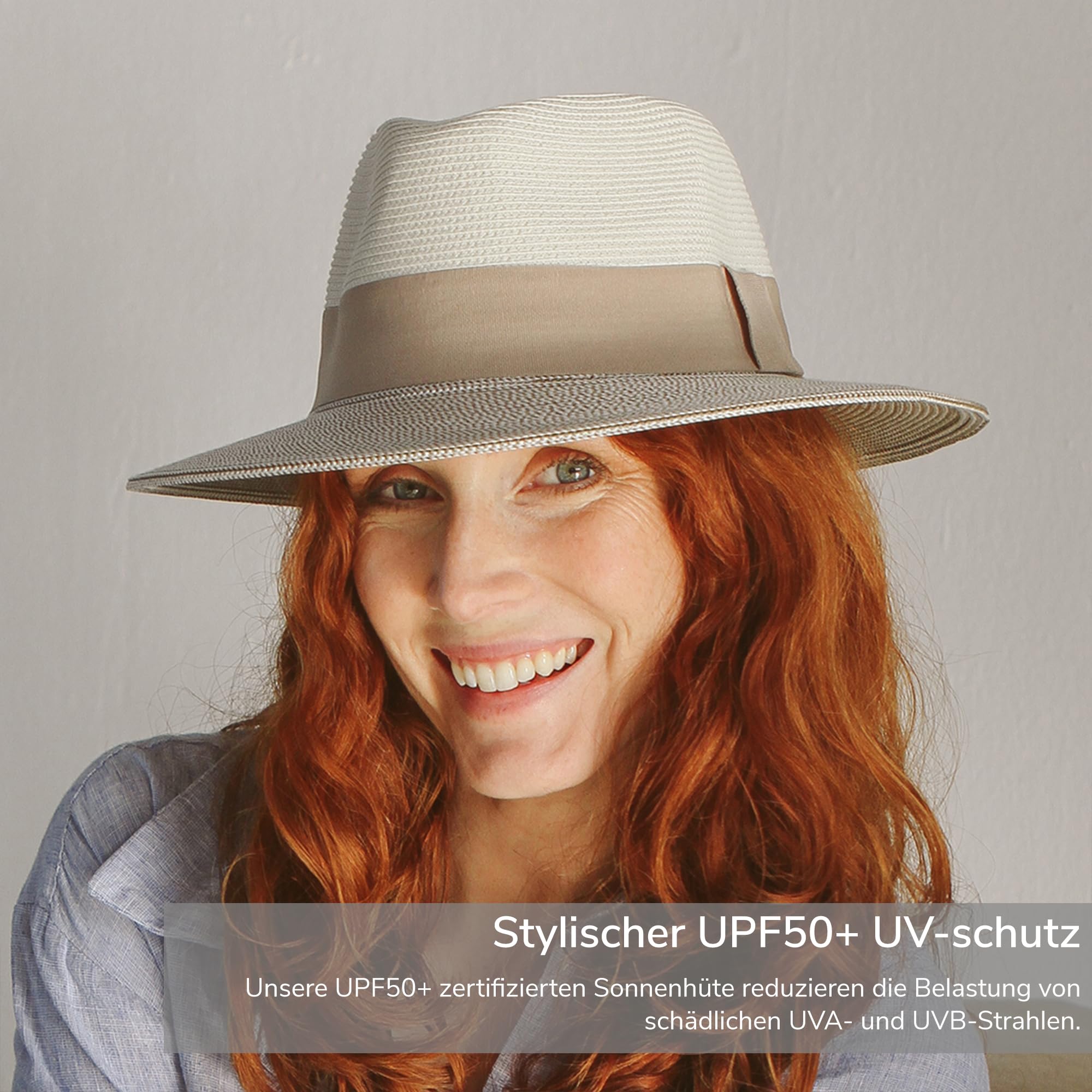 Naledi Fedora Damen Sonnenhut mit UV Schutz Größe einstellbar - 4 Farben
