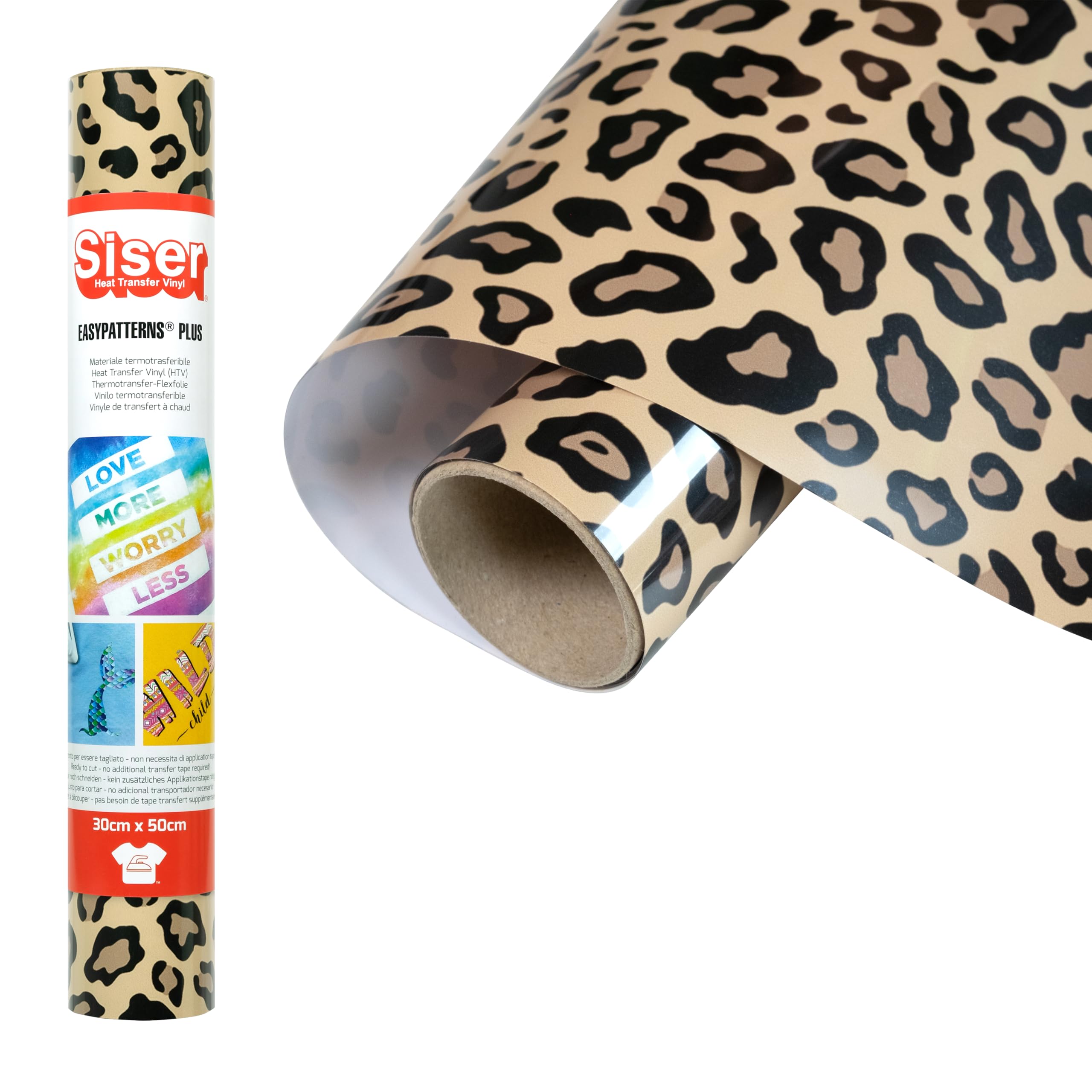 Siser Easypatterns PLUS Leopard Tan, 30cm x 0,5 mt, Vinile Termotrasferibile Termoadesivo per la Personalizzazione di Abiti, Accessori e Tessuti d'Arredo, Materiale per hobby Creativi