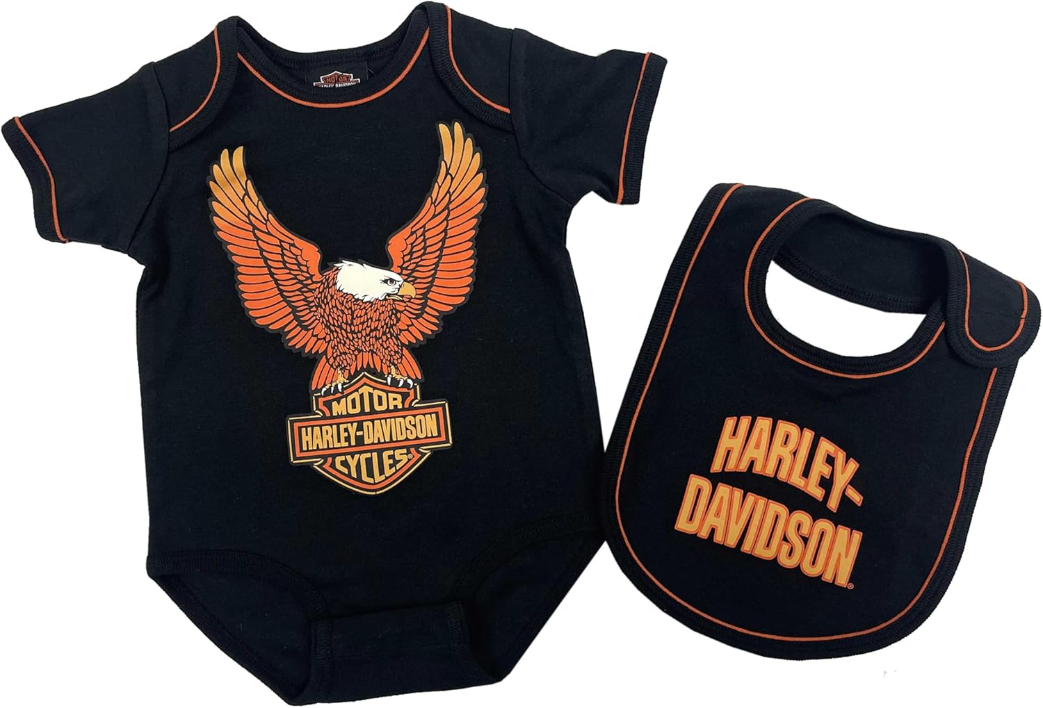 Harley-Davidson Baby Boys' 2-Piece Eagle Infant Creeper Set, Black