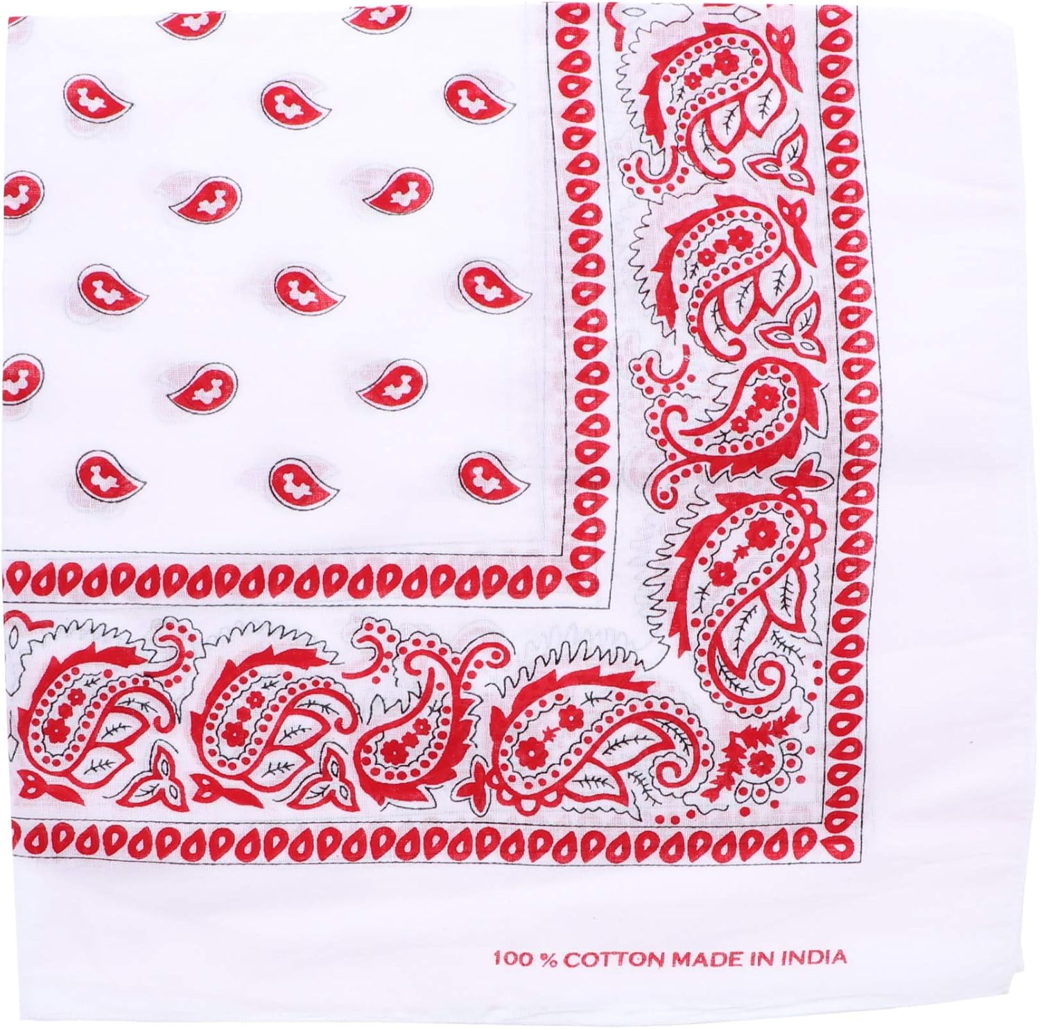 Extra Large Paisley Bandana 27x27 Inch (White Red) : Clothing, Shoes & Jewelry
