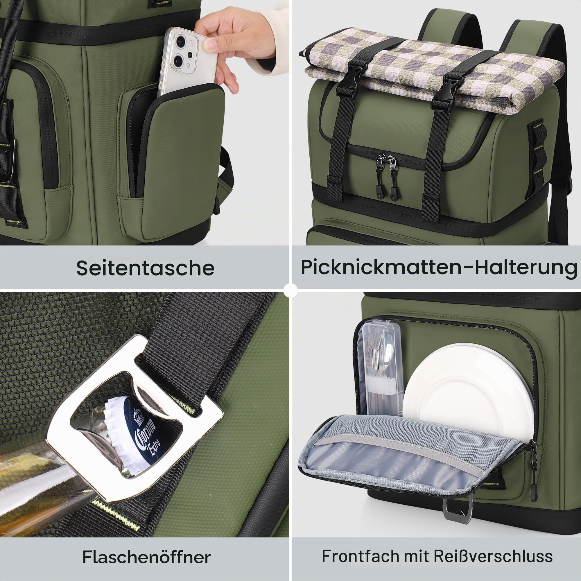 Kühlrucksack Groß Auslaufsicher, 26L Doppellagiger Kühltasche Rucksack Wasserdichter Isolierter Picknickrucksack