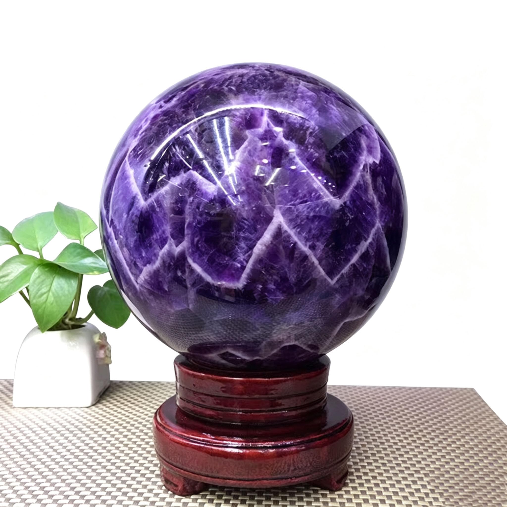 HHCTEBEC Natural Amethyst Sphere with Stand, Meditation & Divination