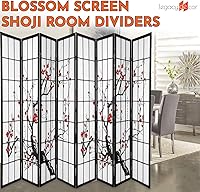 Vista 2 de Legacy Decor Biombo de 4 paneles para habitación con diseño de ciruelo en flor.