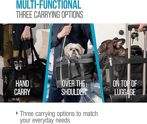 Miniatura 9 de Sherpa Transportador de mascotas aprobado por aerolíneas con marco de alambre de resorte, transportador de gatos y perros para viajes en la cabina,