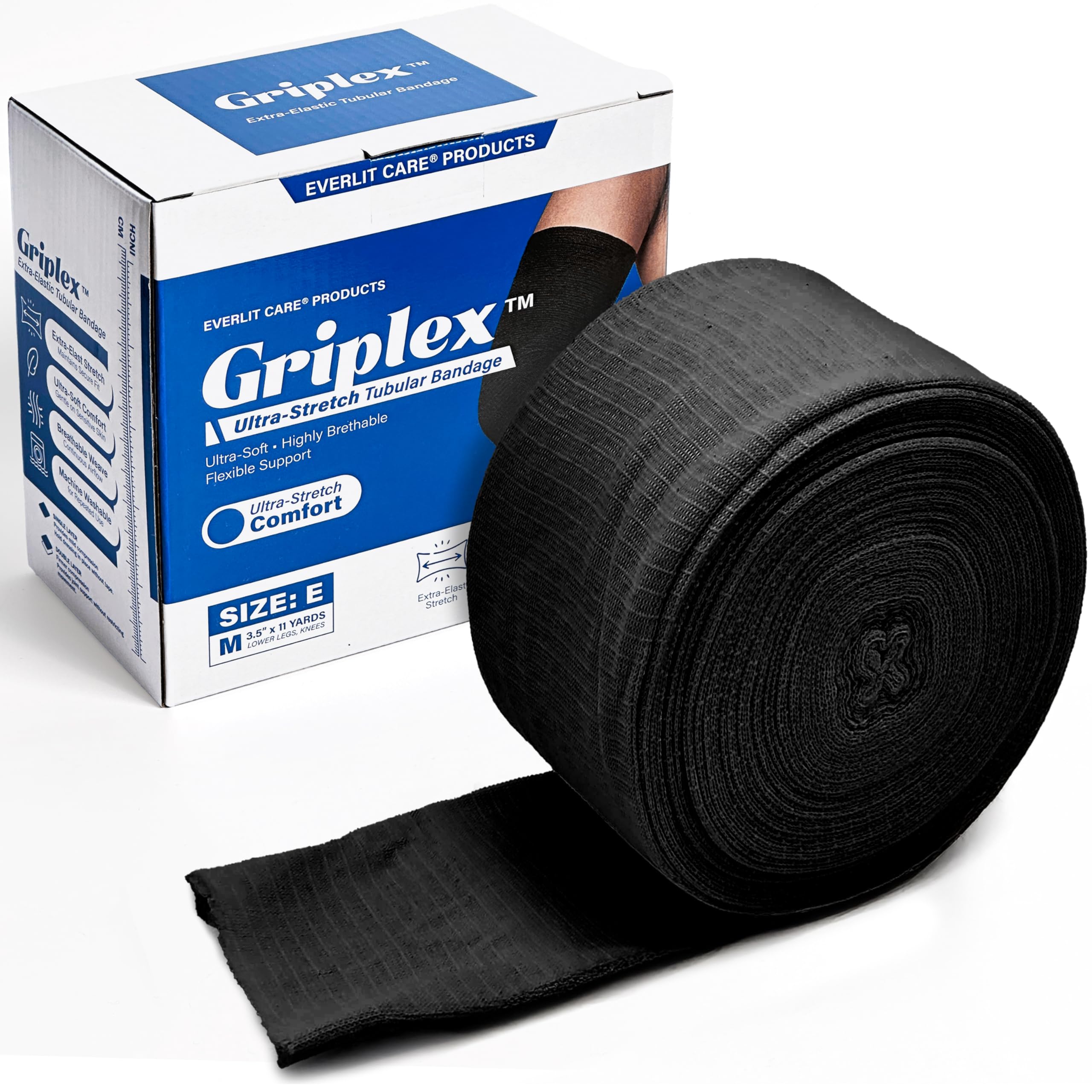Everlit Care Griplex Black Tubular Compression Bandage – Breathable Elastic Support Wrap for Wrist, Arm, Elbow, Leg, Knee, Calf & Ankle | Sports Injury Recovery & Tissue Support for Sprains, Swelling, Lightweight Seamless Tube Bandage (F | 4" x 11yd) — Amazon image 9