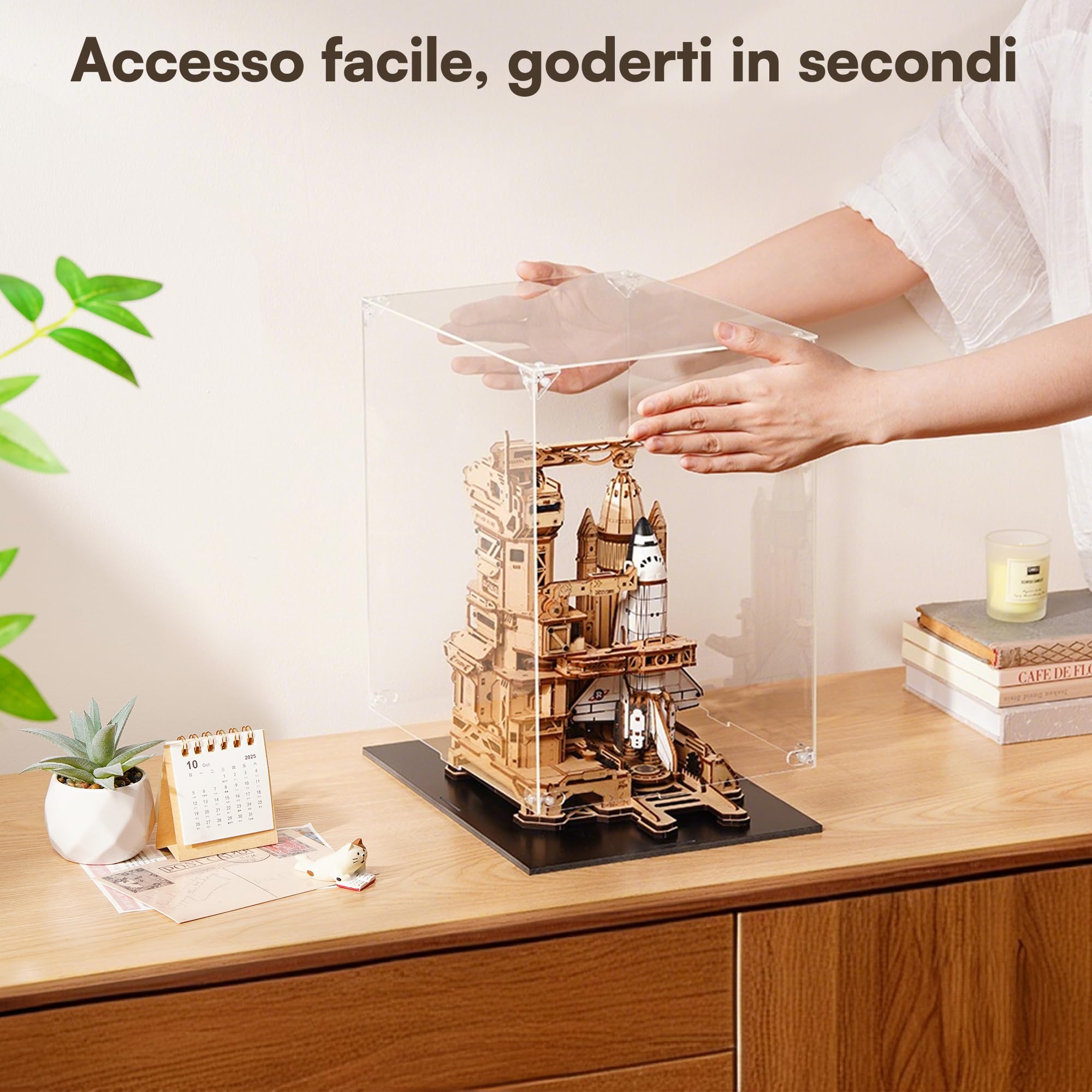 ROKR Teca in Acrilico 28,6x22,9x31,3cm (11,25"x9"x12,32") Custodia Trasparente Antipolvere per Modellini, Puzzle 3D e Action Figures