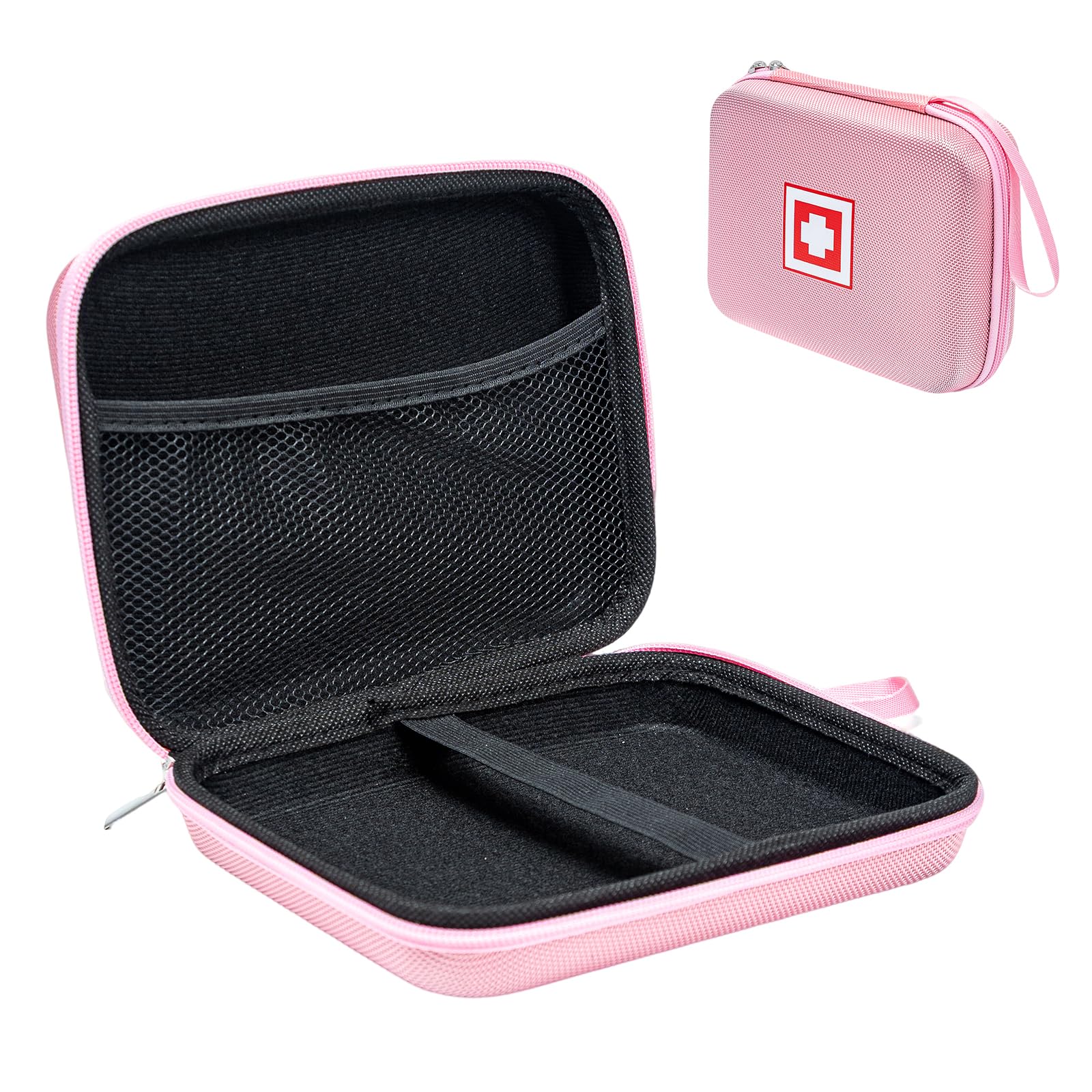 Gealaek Protective Carrying Case for Portable Nebulizer, Travel Medical Bag with Hard Shell for Inhaler Spacer, Masks, Asthma Accessories Emergency Medicine Storage Bag for Kids and Adults (Pink)