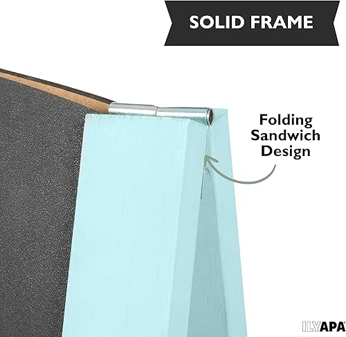 Miniatura 3 de Ilyapa Letrero de pizarra con marco en A, menú plegable con parte superior redondeada para restaurante, negocios o bodas, oficina, bodas, espuma de