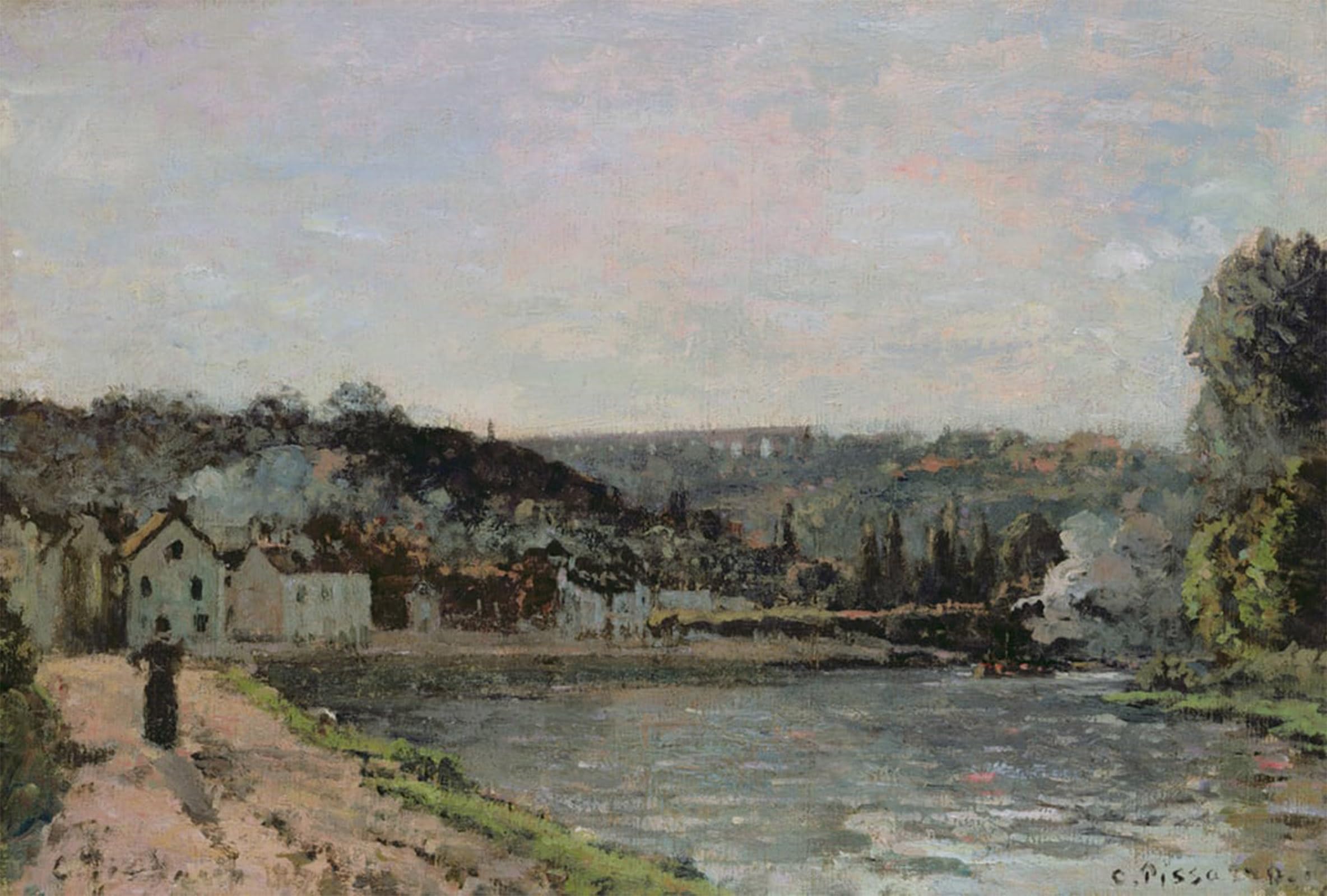 POSTERIIk Vintage Art Print Images Pictures Print the Seine At Bougival by Camille Jacob Pissarro Modern Colour Posters for Office Home Decor 60x90cm