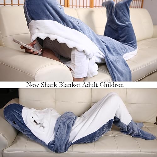 Miniatura 5 de Manta de tiburón con capucha para adulto, manta de tiburón portátil, saco de dormir de tiburón, sudadera con capucha de franela cálida suave y