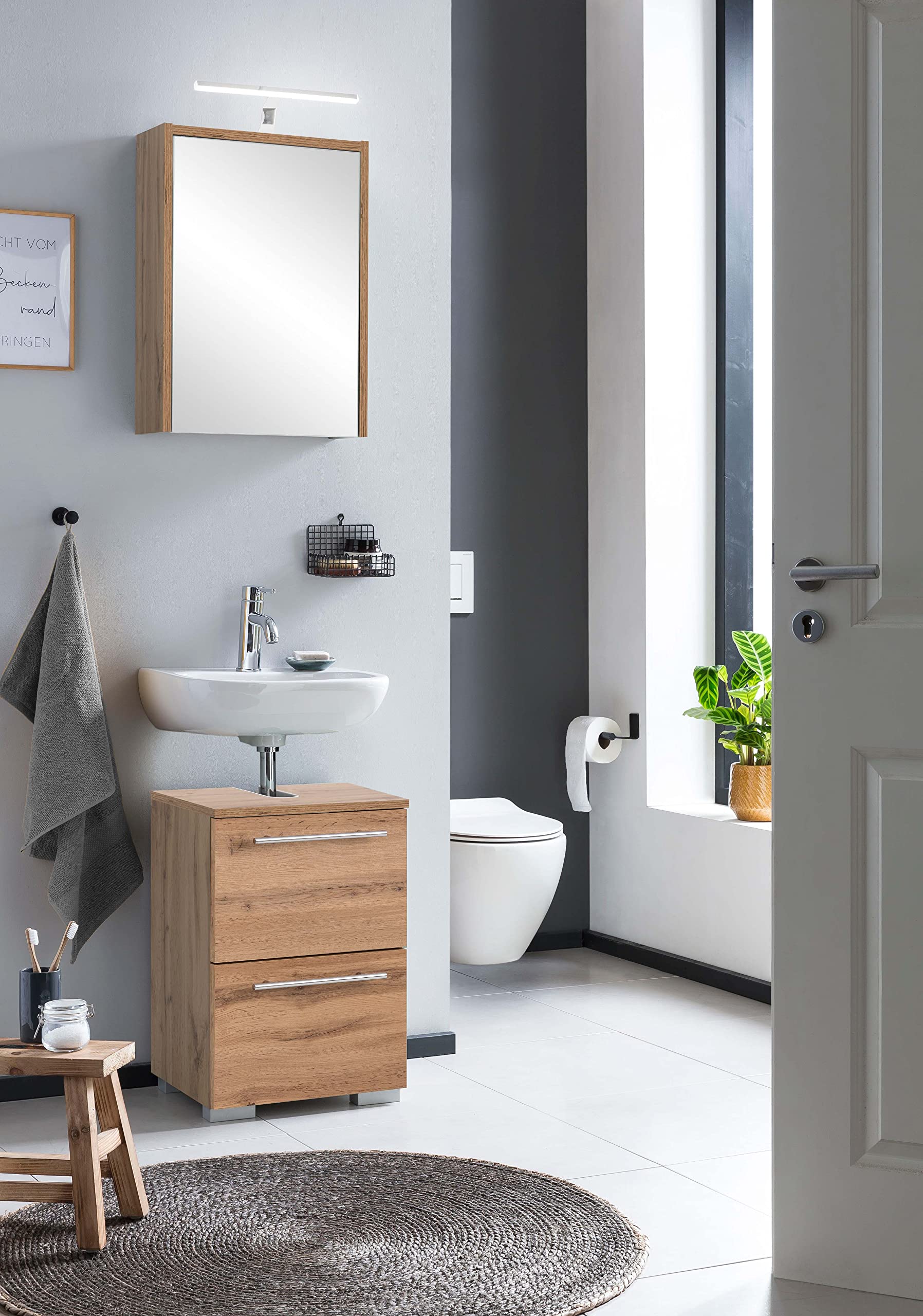 Schildmeyer Carlos 148584 Mueble para Lavabo, decoración Roble rústico, 40,2 x 59,1 x 35 cm