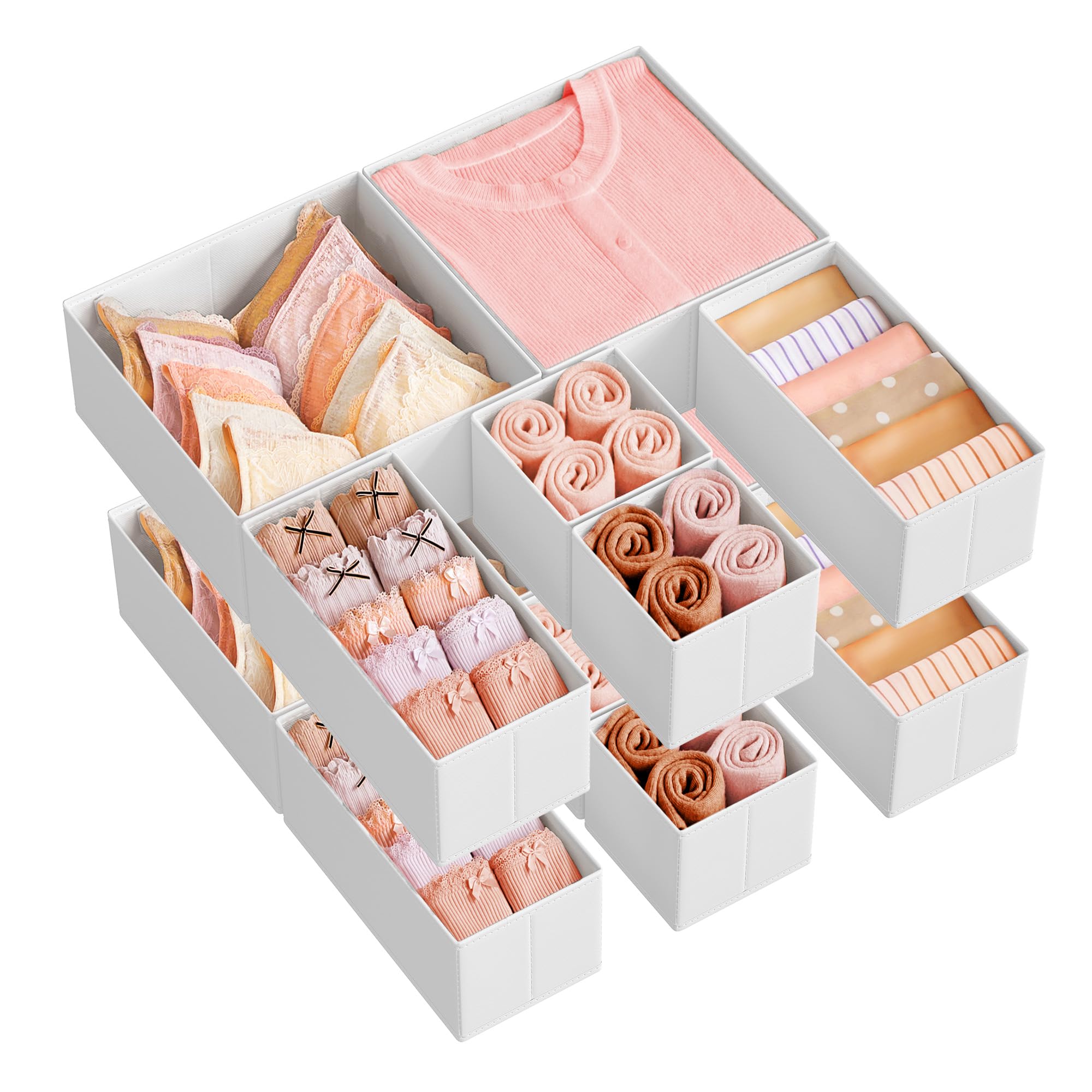 SONGMICS Drawer Organizer 12-Piece Set, Cloud White