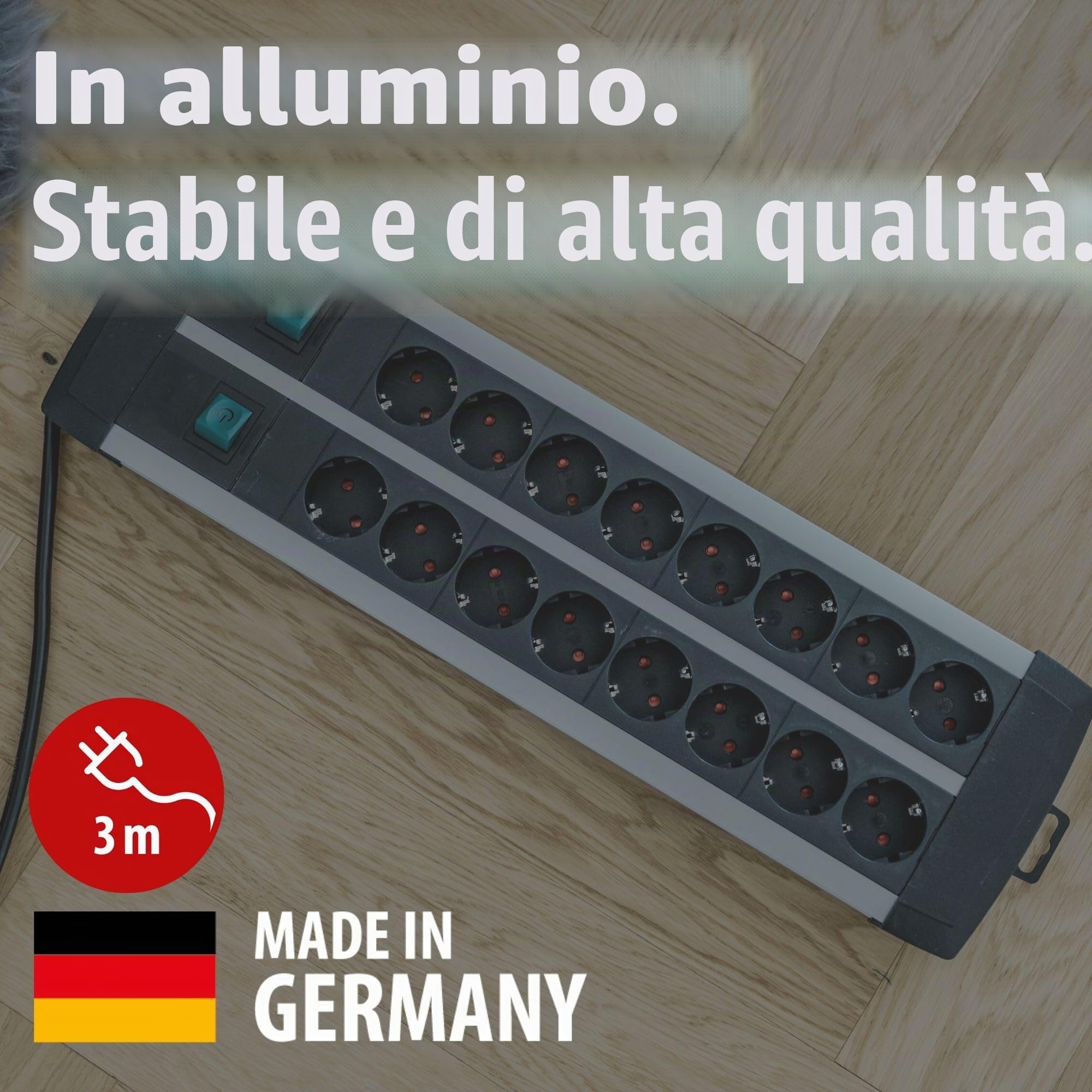 BRENNENSTUHL 1391000916 - Base múltiple Premium-Alu-Line Technics con 2 y 3 interruptores (16 tomas)